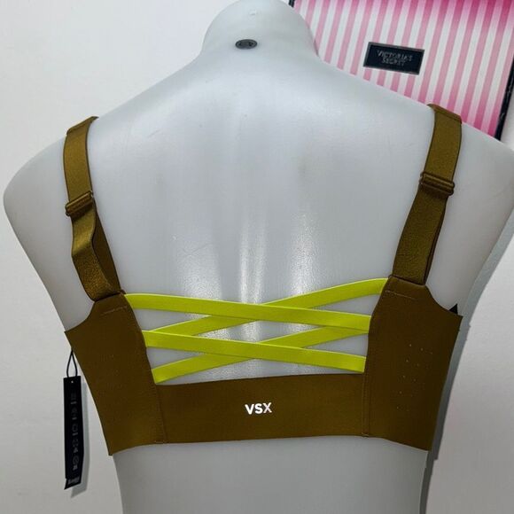 🔥Victoria's Secret olive green  Sports Bra with Front Zipper SZ38D high support - Picture 5 of 12